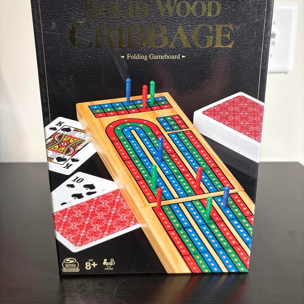 Solid wood cribbage board game